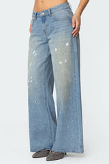 Paint Splatter Low Rise Baggy Jeans