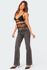 Tatum Washed Low Rise Flared Jeans