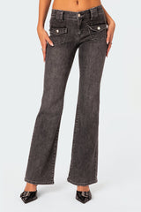 Tatum Washed Low Rise Flared Jeans
