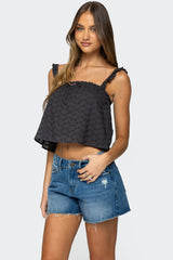 Tami Eyelet Ruffle Tank Top