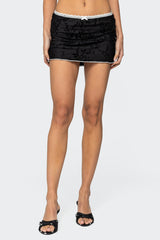 Klea Velvet Embroidery Mini Skirt