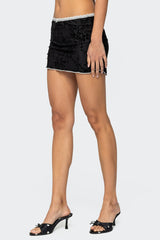 Klea Velvet Embroidery Mini Skirt