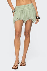 Asymmetric Layered Lace Mesh Mini Skort