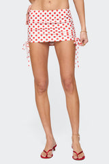 Zoe Polka Dot Drawstring Mini Skirt