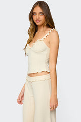 Posy Ruffle Pointelle Tank Top