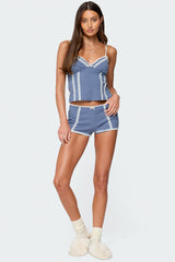 Eliane Contrast Lacey Shorts