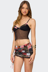 Kylo Mixed Print Sheer Mesh Top