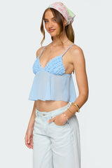Ruffle Sheer Chiffon Babydoll Tank Top