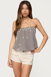 Lenie Strapless Chiffon Babydoll Top