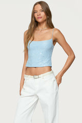 Metallic & Sequin Textured Tank Top