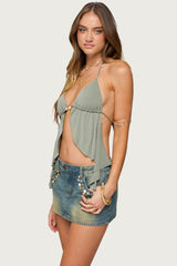 Safi Backless Split Front Halter Top