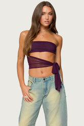 Amaro Strapless Side Tie Cut Out Top