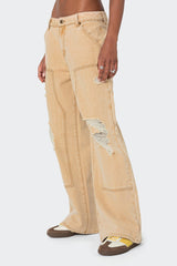 Alibi Distressed Low Rise Baggy Carpenter Jeans