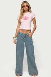 Stitch & Pleat Low Rise Baggy Jeans
