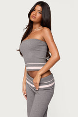 Kaliya Stripey Strapless Knit Top