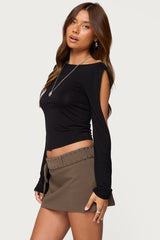 Cade Cutout Sleeves Boat Neck Top