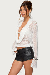 Lera Lacey Sheer Mesh Top