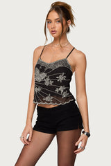 Opal Bead & Sequin Chiffon Tank Top