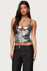 Rokko Cut Out Sequin Top