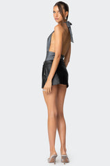 Cele Shiny Gathered Bodysuit