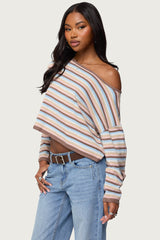 Alexis Off Shoulder Striped Knit Top