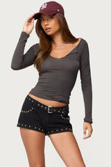 Alefa Scoop Neck Long Sleeve Top