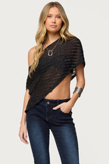 Loma Asymmetric Off Shoulder Knit Poncho