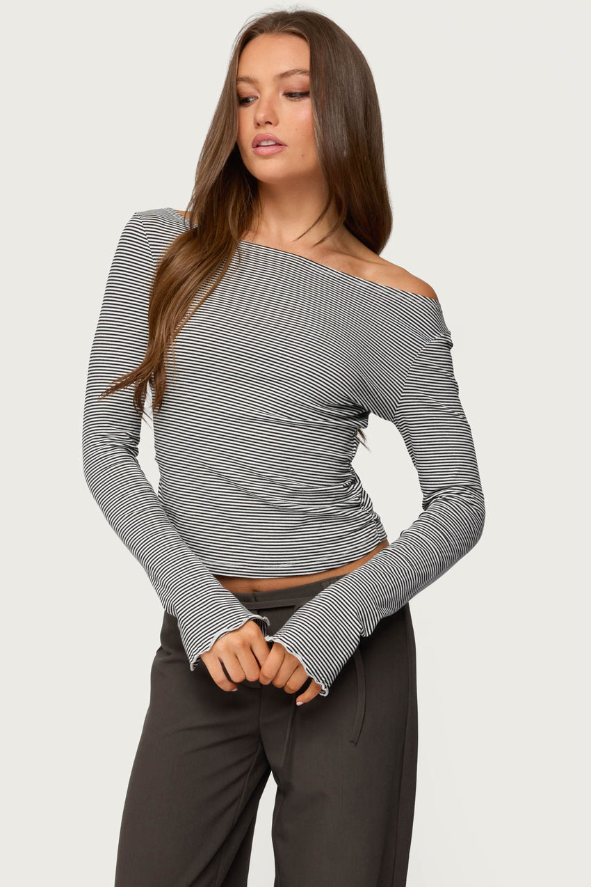 Leyna Striped Off Shoulder Top