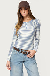 Roma Striped Henley Top