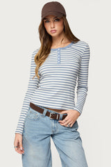 Roma Striped Henley Top