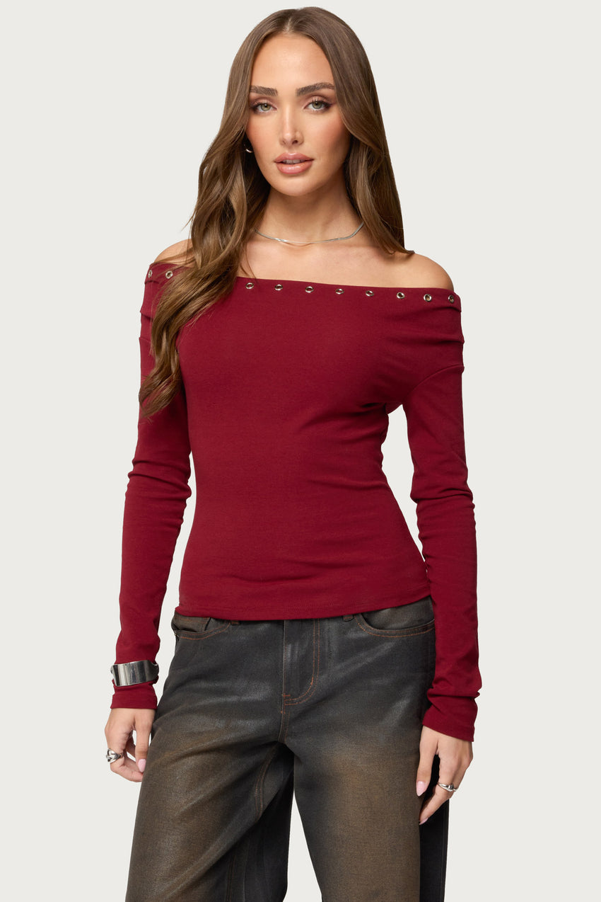 Rebekka Grommet Off Shoulder Top