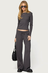 Cicilia Long Sleeve Ribbed T Shirt