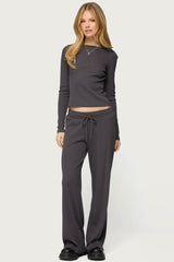 Cicilia Long Sleeve Ribbed T Shirt