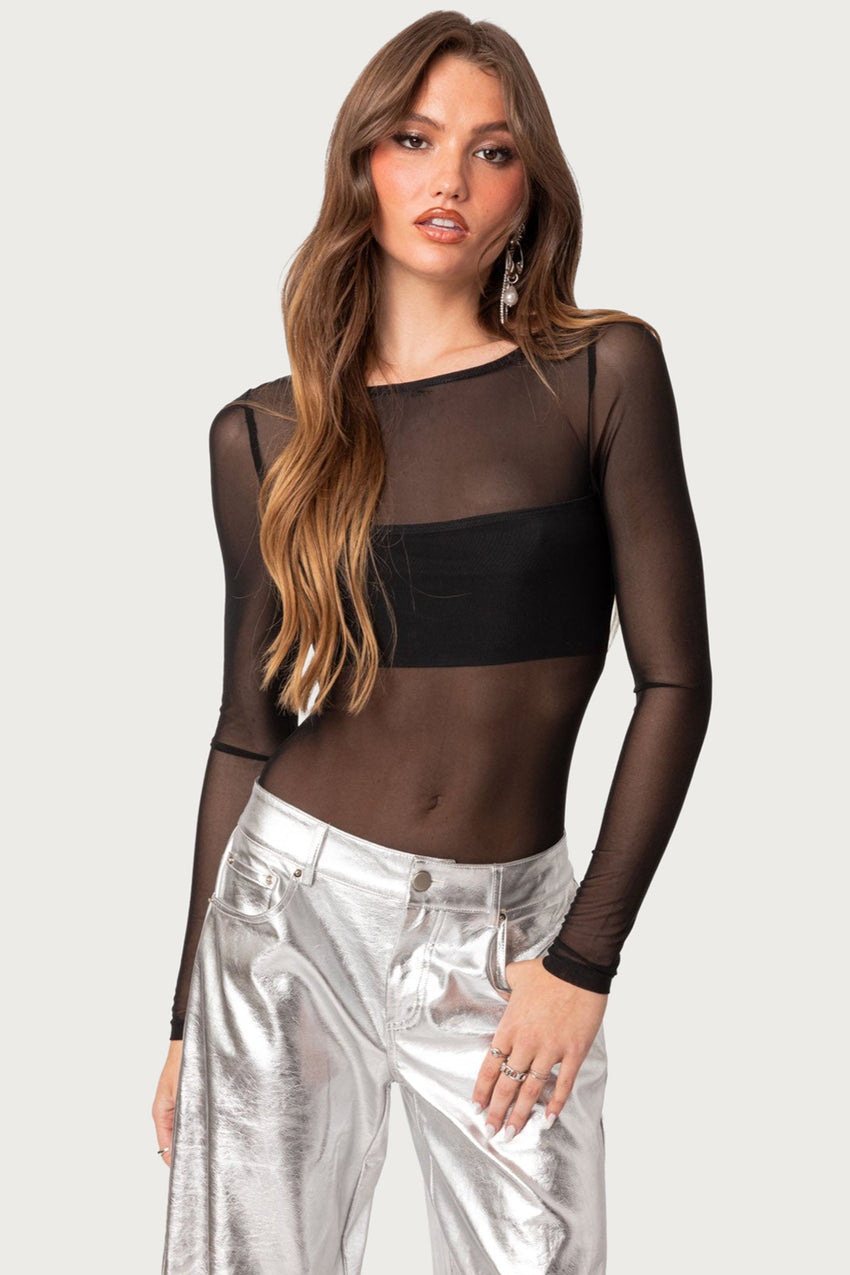 Sheer Mesh Bandeau Bodysuit