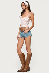 Raia Floral Striped Backless Top