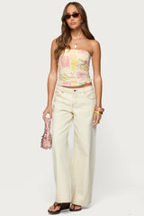 Cicilla Vintage Mixed Print Tube Top