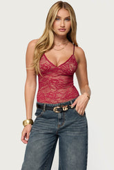 Nolyn Sheer Lace V Neck Bodysuit