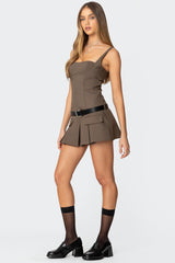 Callie Drop Waist Pleated Mini Dress