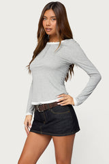 Contrast Layered Look Henley Top