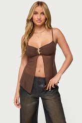 Reeve Split Front Sheer Mesh Top