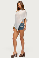Azalia Asymmetric Knit Poncho