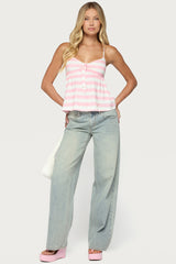 Michey Tie Front Babydoll Tank Top