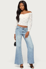 Thaia Sheer Lace Long Sleeve Top