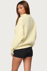 Sarie Cable Knit Quarter Zip Sweater