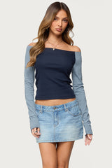 Rion Contrast Striped Off Shoulder Top