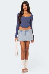 Yara Ribbed Ruffle Hem Top