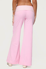 Meshey Striped Foldover Pants