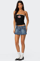 Enora Embroidered Rose Tube Top