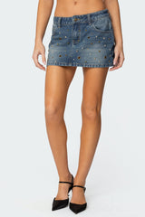 Ruari Studded Denim Mini Skirt