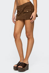 Asymmetric Studded Faux Suede Mini Skort